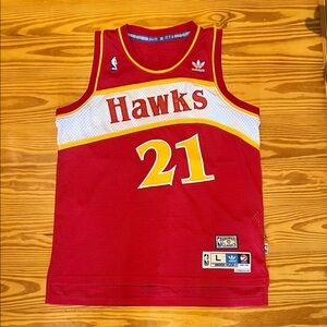 Dominique Wilkins Adidas hardwood classic Hawks Red Basketball Jersey